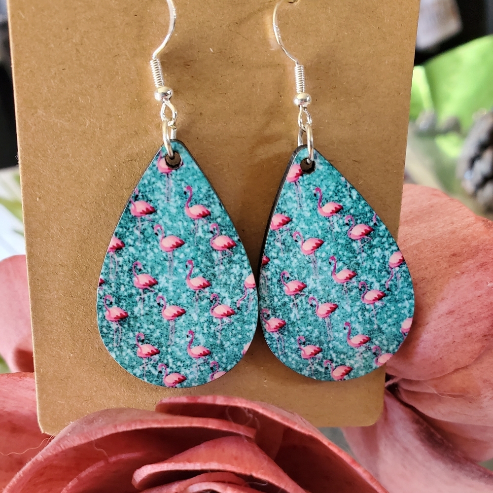 Flamingos  Teardrop Earrings